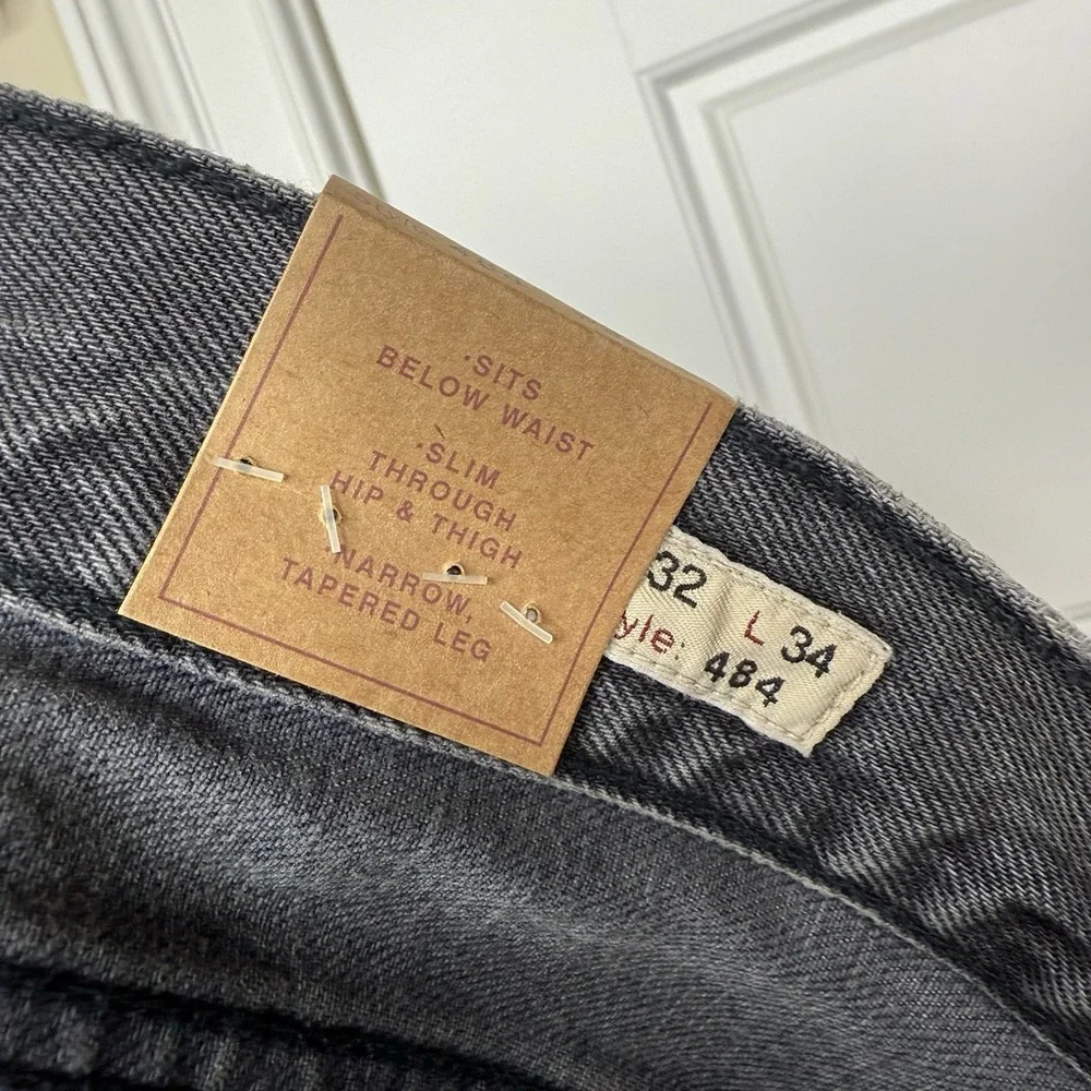 J. Crew 484 Jeans Men's 32/34 (34.5/34) Black Faded Wash Slim Fit Denim Pants